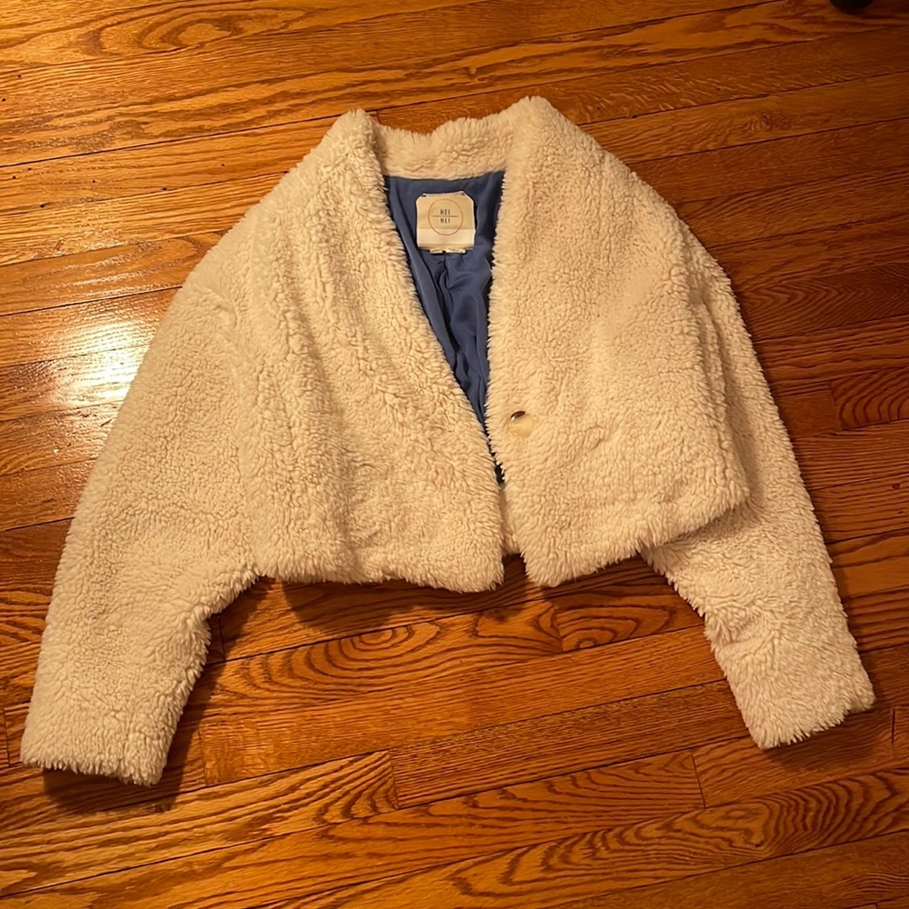 HEI HEI white faux fur jacket